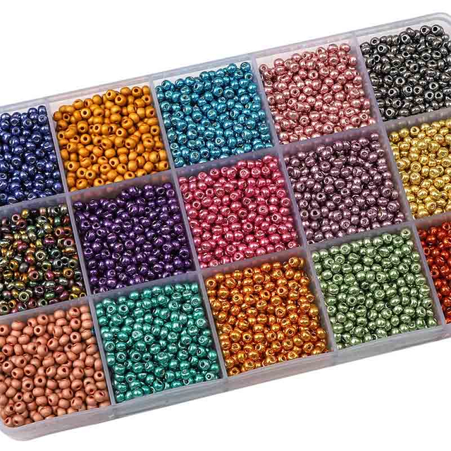 Fiasrel Glass Seed Beads & Metallic Mineral Beads Loose 