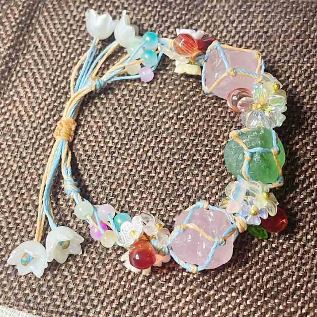 Fiasrel Handmade net pocket natural crystal bracelet