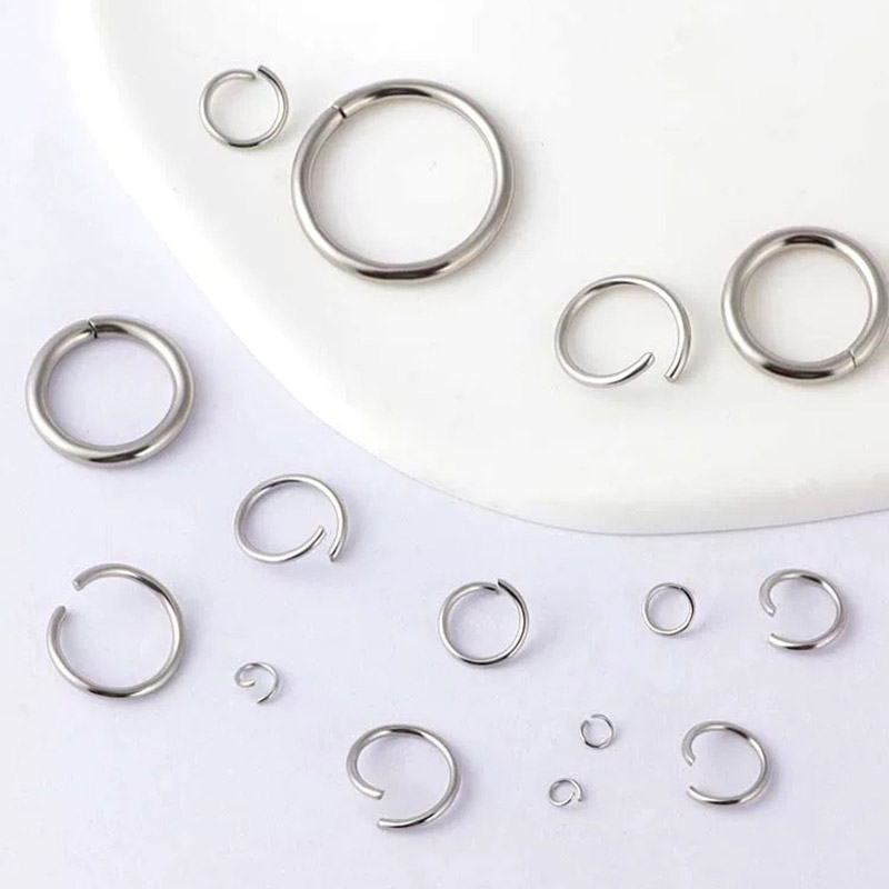 Fiasrel 100pcs Stainless steel open ring silver circular ring accessory