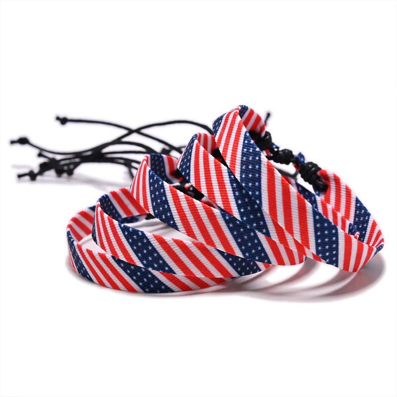 Fiasrel 2pcs National flag fabric woven bracelet