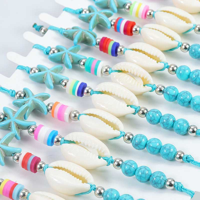 Fiasrel 2pcs Turquoise shell bracelet