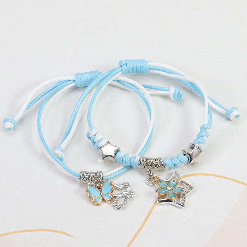 Fiasrel 2pcs Butterfly small flower five-pointed star bracelet