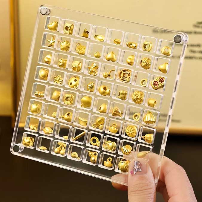 Fiasrel 12*12cm Acrylic small golden bean gold storage box