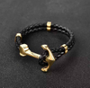 Fiasrel Stainless Steel Anchor Bracelet Silver Gold Metal Clasp Accessories Woven Men's Leather Bracelet Jewelry
