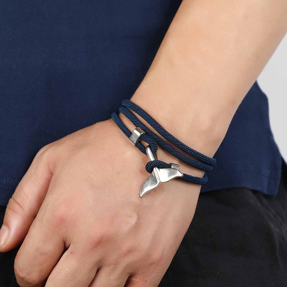 Fiasrel 14-color Men Women Jewelry Milan Rope Ocean Whale Tail Braided Bohemian Bracelet