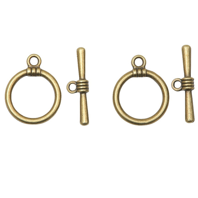 Fiasrel 10pcs Antique Silver OT Clasps Faste Toggle Clasps Round Metal Clasps Hooks Jewelry Making Findings