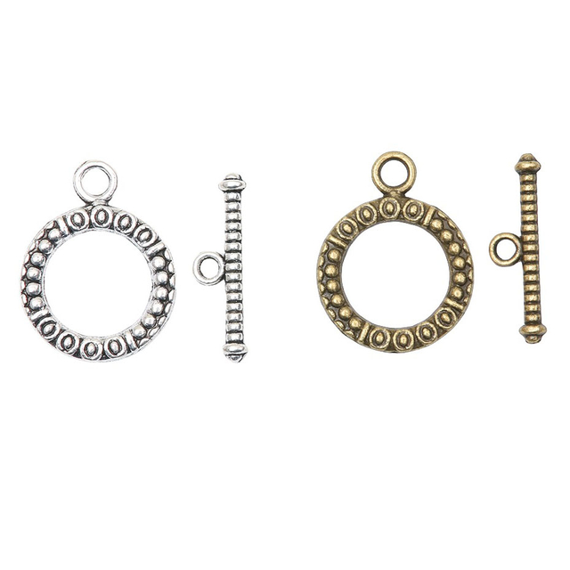 Fiasrel 10pcs DIY Antique Silver Color Plated Zinc Alloy Toggle Jewelry Clasps