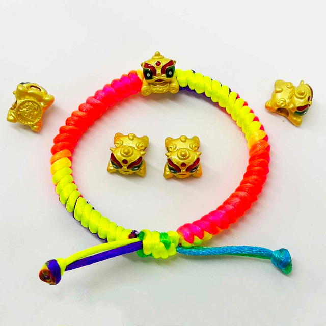 Fiasrel 2pcs Chinese Style Lion Shape Loose Beads for Jewelry Necklace Bracelet Making