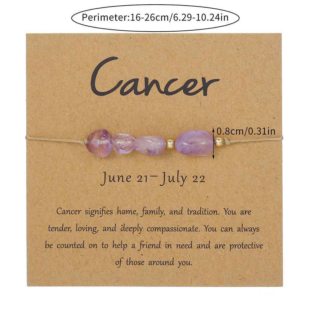 Fiasrel Jewelry Handmade Braided Adjustable Zodiac Charm Bracelet 12 Zodiac Sign Stone Beaded Bracelet