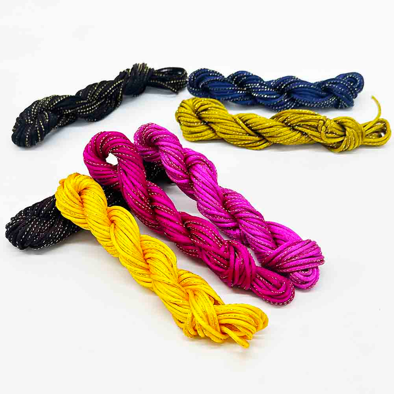 Fiasrel 2.5mm DIY Handmade Macrame Braided Cord String Polyester Nylon Thread with Golden Thread