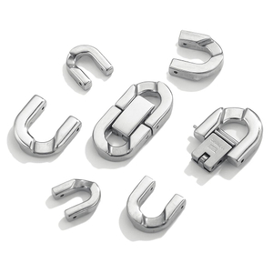 Fiasrel 5pcs Jewelry DIY Accessories 304 Stainless Steel Polished Necklace Buckle Ornaments Jewelry Bracelet U-shaped Cuban Buckle