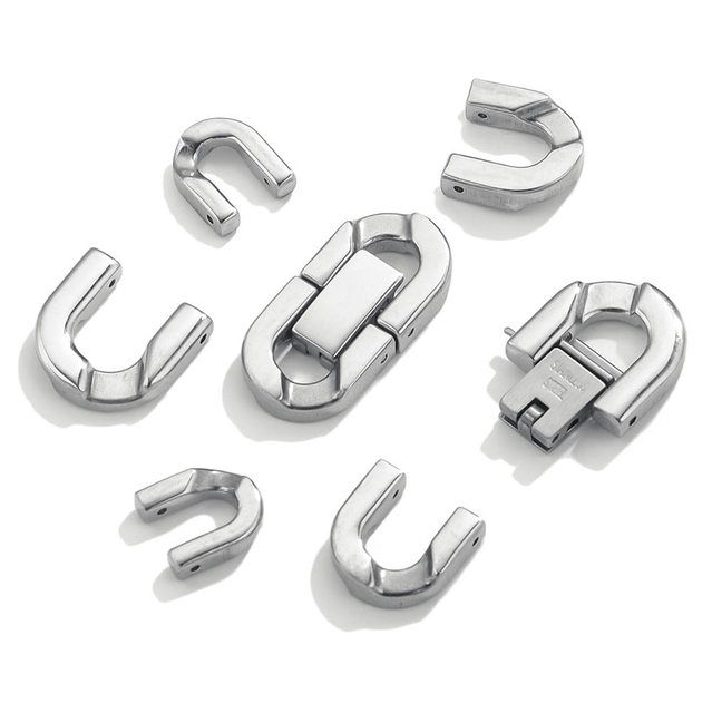 Fiasrel 5pcs Jewelry DIY Accessories 304 Stainless Steel Polished Necklace Buckle Ornaments Jewelry Bracelet U-shaped Cuban Buckle