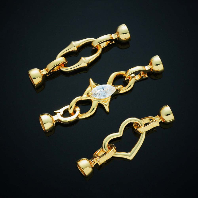 Fiasrel 2pcs 18K Copper Jewelry Making Supplies Buckle Lobster Pearl Necklace Clasps for Jewelry Making