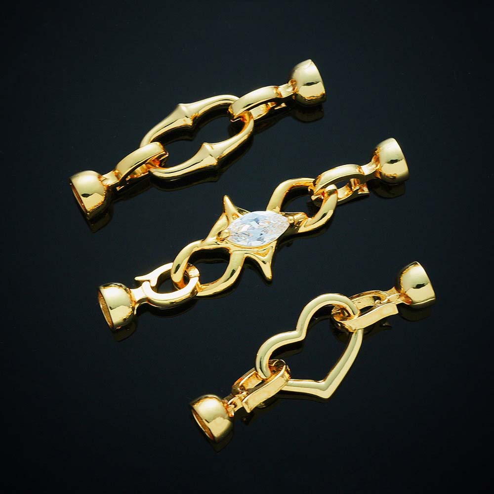 Fiasrel 2pcs 18K Copper Jewelry Making Supplies Buckle Lobster Pearl Necklace Clasps for Jewelry Making