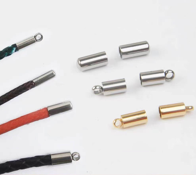 Fiasrel 20pcs Stainless Steel Snake Head Bracelet Necklace Rope Leather Rope Chain Buckle Stopper DIY Jewelry Buckle End Cord End Cap