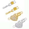 Fiasrel 2pcs Fashion Jewelry Accessories Silver Gold Plated Copper Flower Heart Connector Clasp