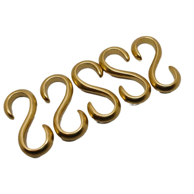 Fiasrel 5pcs 13*27mm Keychain Wallet Leather Craft Belt Clip Brass S Hook