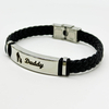 Fiasrel Leather Woven Rope Stainless Steel Bracelet Ins Style Popular Fashion Father Son Bracelet Jewelry Gift
