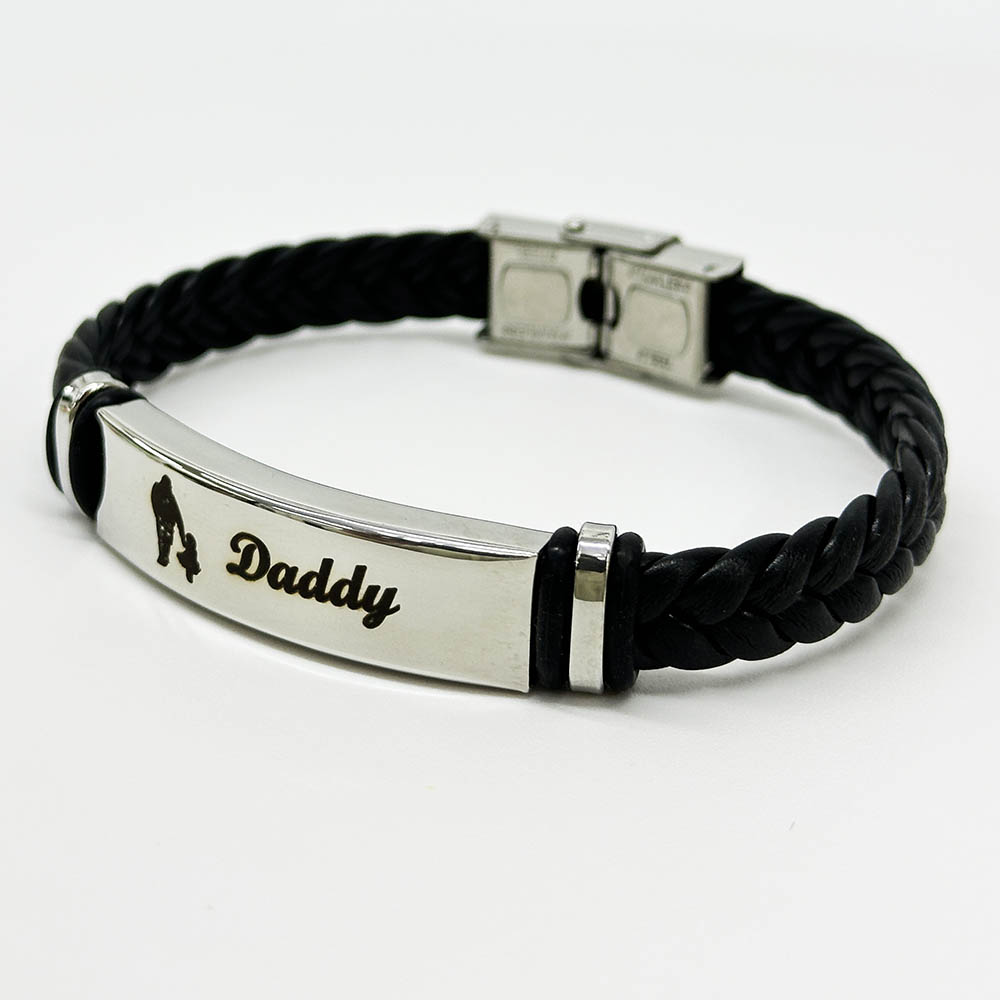 Fiasrel Leather Woven Rope Stainless Steel Bracelet Ins Style Popular Fashion Father Son Bracelet Jewelry Gift