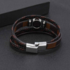 Fiasrel Magnetic Buckle Life Tree Accessories Mens PU Leather Bracelet Charms Luxury Jewelry Steel Bracelet