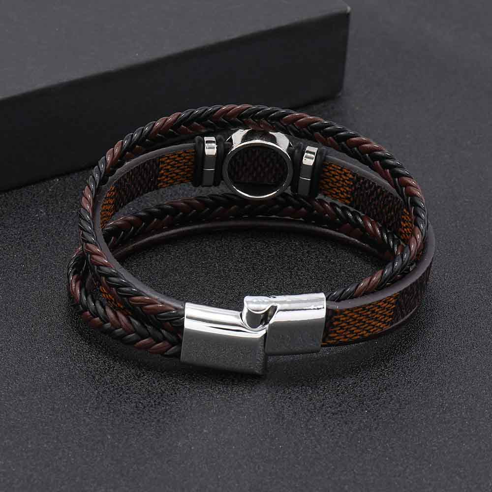 Fiasrel Magnetic Buckle Life Tree Accessories Mens PU Leather Bracelet Charms Luxury Jewelry Steel Bracelet