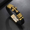 Fiasrel Stainless Steel Gold Plated Magnetic Christian Cross Leather Bracelets