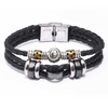 Fiasrel Jewelry Multilayer PU Braided Leather Rope Stainless Steel Beaded Bracelet 12 Zodiac Sign Bracelet