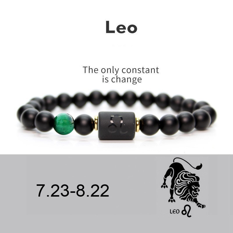 Fiasrel 8mm Beads Zodiac Bracelet Stone Star Sign Astro Horoscope Bracelet
