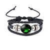 Fiasrel Handmade Adjustable PU Leather Charm Glow In Dark Horoscope 12 Zodiac Signs Bracelet