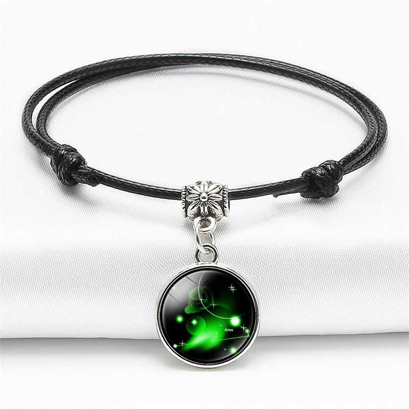 Fiasrel 12 Constellation Bracelet Leather Adjustable Wristband