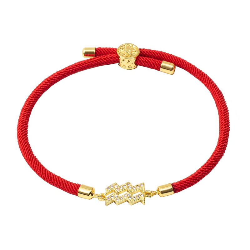 Fiasrel 18K Gold Plated Zodiac Sign Slide String Cord Friendship Bracelet Astrology Horoscope Bracelets