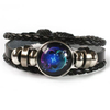 Fiasrel 12 Constellations Multi Layer Woven Glow in Dark Fashion Punk Cowhide Star Bracelet