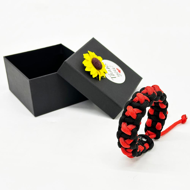 Fiasrel Jewelry Awareness Charm Red Black Ribbon Wristband 550 Survival Paracord Bracelets