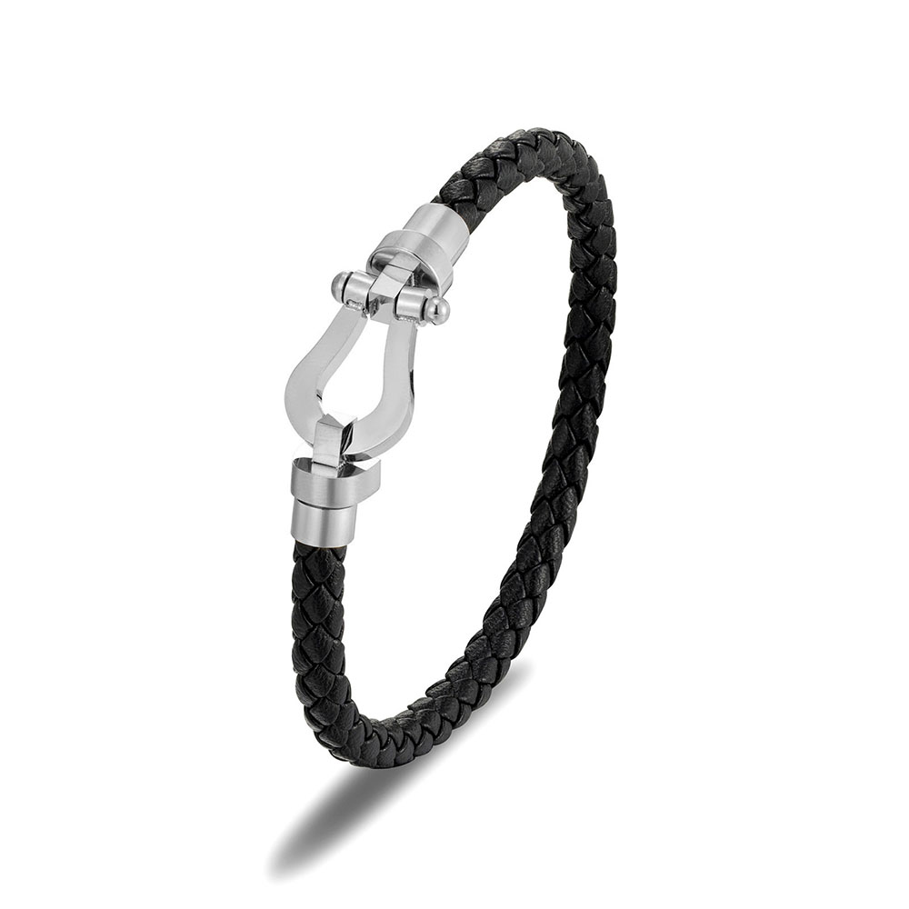 Fiasrel 18k Gold-plated Buckle Leather Bracelet High Quality Stainless Steel Buckle Fred Bracelet