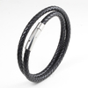 Fiasrel Titanium Steel Braided Leather Bracelet Simple Colourful Weave Rope Leather Bracelet String Magnetic Buckle Leather