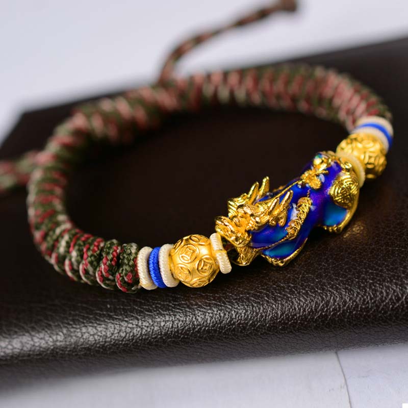 Fiasrel Copper Gold-plated Bracelet Braided Bracelet Pixiu Wealth-Attracting Bracelet