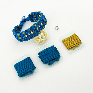Hand Rope Braided Bracelet Blue and Gold Thread for Making Bracelet