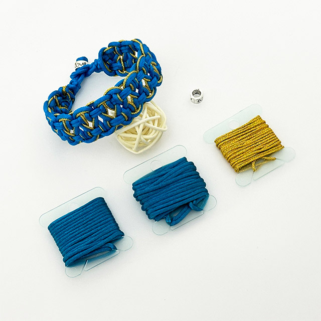 Hand Rope Braided Bracelet Blue and Gold Thread for Making Bracelet
