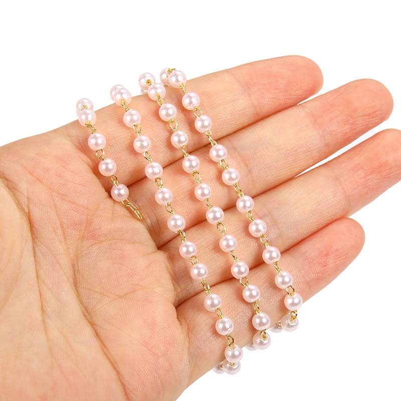 Fiasrel 1m Gold Filled Permanent Jewelry Necklace Making Chain Beaded Chain Brass Heart Acrylic beads Chains Roll for Jewelry Making