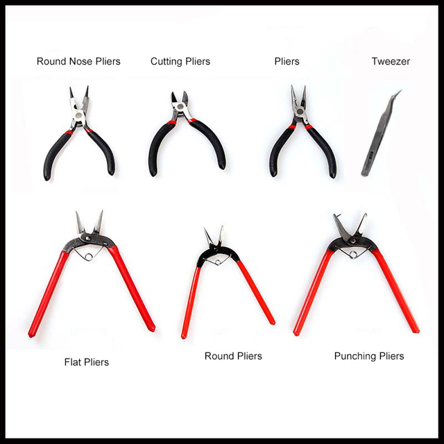 Fiasrel Professional Black Handle Anti-Slip Jewelry Pliers Multi-Type Splicing Fixing Tools Pliers