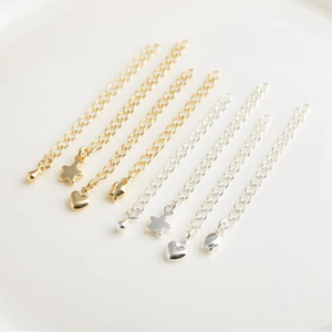 Fiasrel 10pcs Color-preserving Ending Chain Copper Gold Plated 14K 18K Lobster Clasp Extension Chain for DIY Jewelry Making Bracelet Necklace