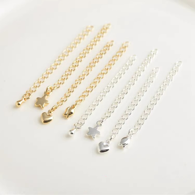 Fiasrel 10pcs Color-preserving Ending Chain Copper Gold Plated 14K 18K Lobster Clasp Extension Chain for DIY Jewelry Making Bracelet Necklace