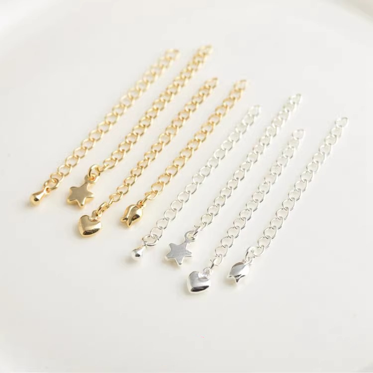 Fiasrel 10pcs Color-preserving Ending Chain Copper Gold Plated 14K 18K Lobster Clasp Extension Chain for DIY Jewelry Making Bracelet Necklace