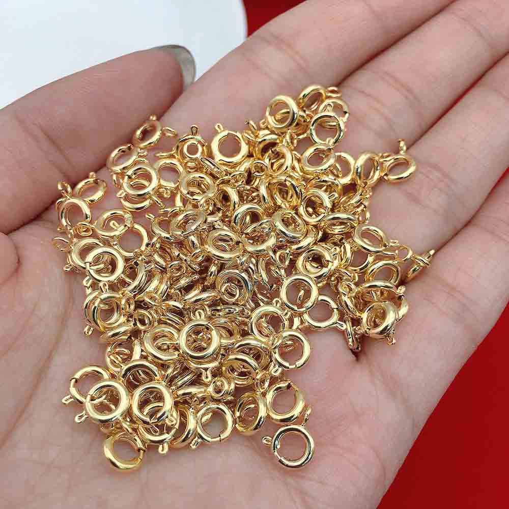 Fiasrel 10/50pcs Jewelry Bulk Making Brass Spring Ring Clasp
