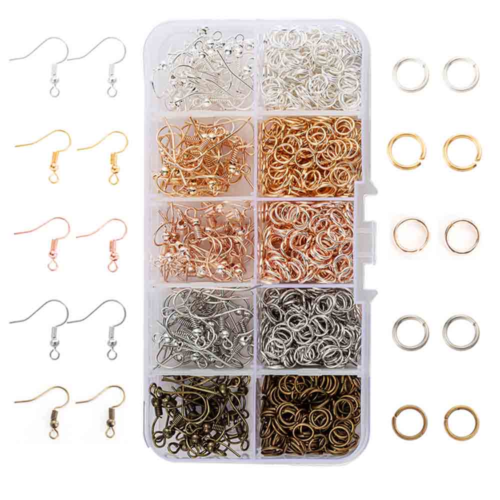 Fiasrel DIY Jewelry Accessories 10 Grid Earrings Hooks Jewelry Set Ear Hook Open Ring Pliers