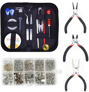 Fiasrel 10 Grids Jewelry Accessories Combination Set Flat Ring Buckle Lobster Buckle Jewelry Pliers