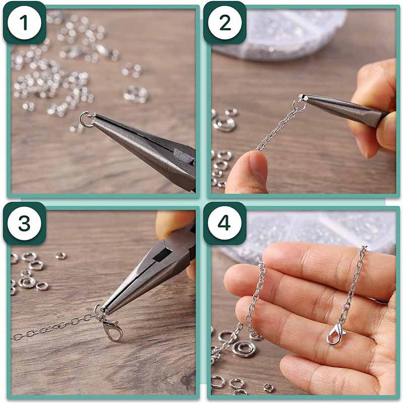 Fiasrel 1041pcs/Box DIY Jewelry Findings Components Kit Gold Split Rings Opening Jump Ring Lobster Clasp Kit