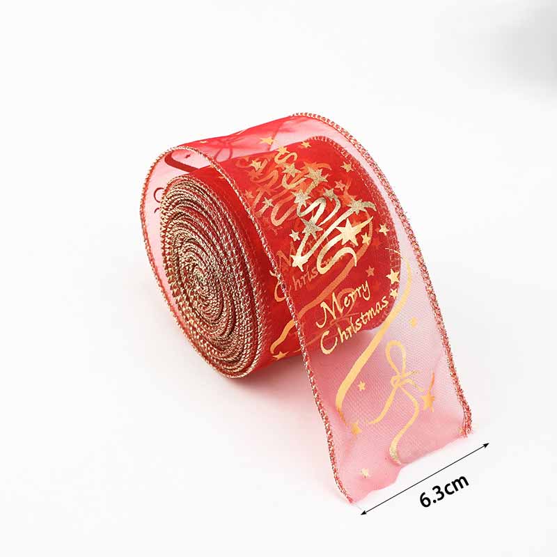 Fiasrel Christmas Ribbon Flocking Decoration Ribbon Christmas Gold Dot Bow Atmosphere Supplies Gift Packaging
