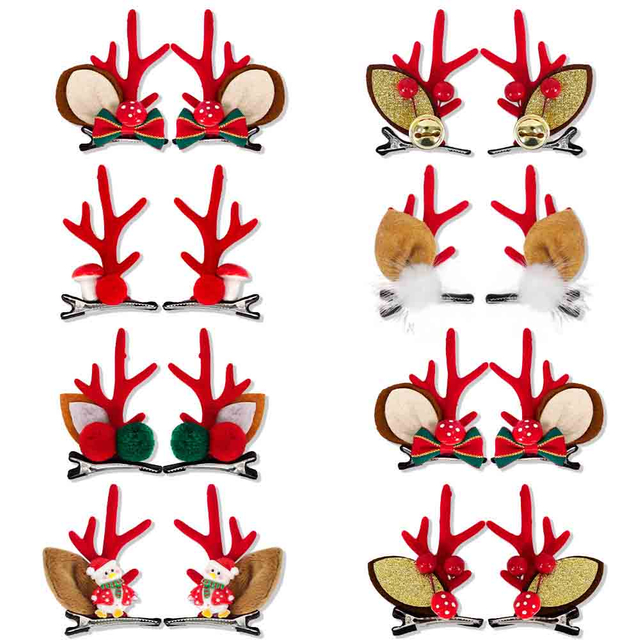 Fiasrel 1Pair Christmas Hair Clips Reindeer Antlers Xmas Hairpins Deer Antler Hair Clip for Christmas Decorative