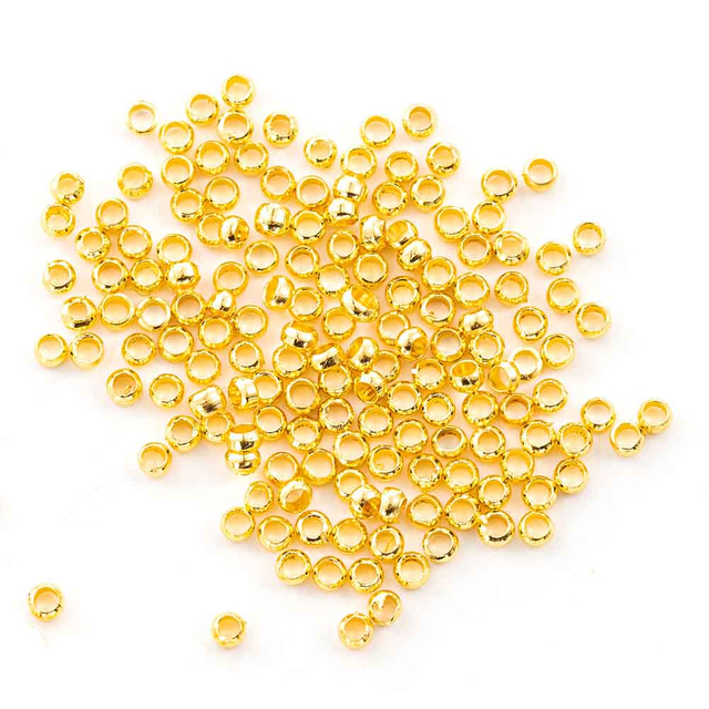 Fiasrel 100pcs Gold Plated Round Spacer Positioning Beads for Diy Jewelry Making